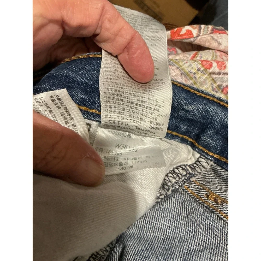 Levi's 501 Jeans Mens 38x32 Dark Wash Blue Straight Leg Button Fly